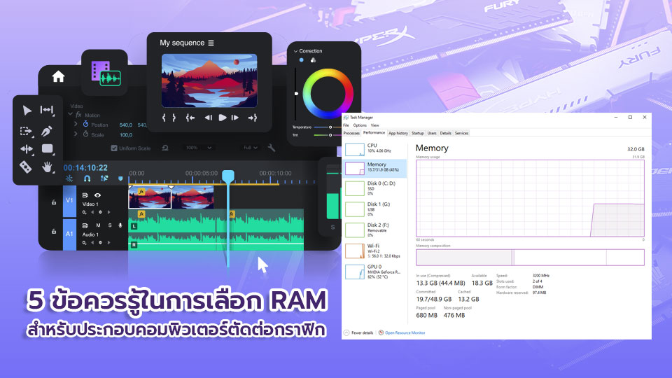 5 ข้อควรรู้ในการเลือก RAM สำหรับประกอบคอมพิวเตอร์ตัดต่อกราฟิก: พิชิตความท้าทายด้วยหน่วยความจำที่เหมาะสม